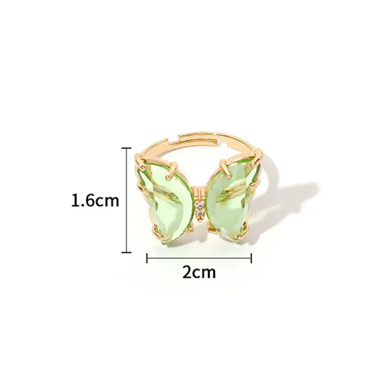 

Acrylic Butterfly Colorful Finger Ring Jewelry Adjustable Ring Hand Ring Mori Gift Sweet Transparent Butterfly Open Ring