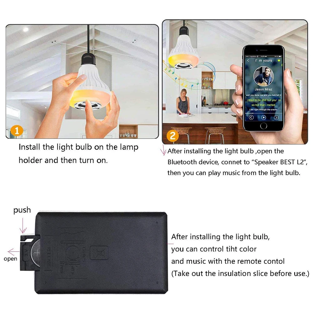 Умный E27 RGB bluetooth динамик светодиодный светильник 12 Вт музыкальный плеер Регулируемая Беспроводная лампа Высокая яркость Светодиодный точечный светильник Bombilla