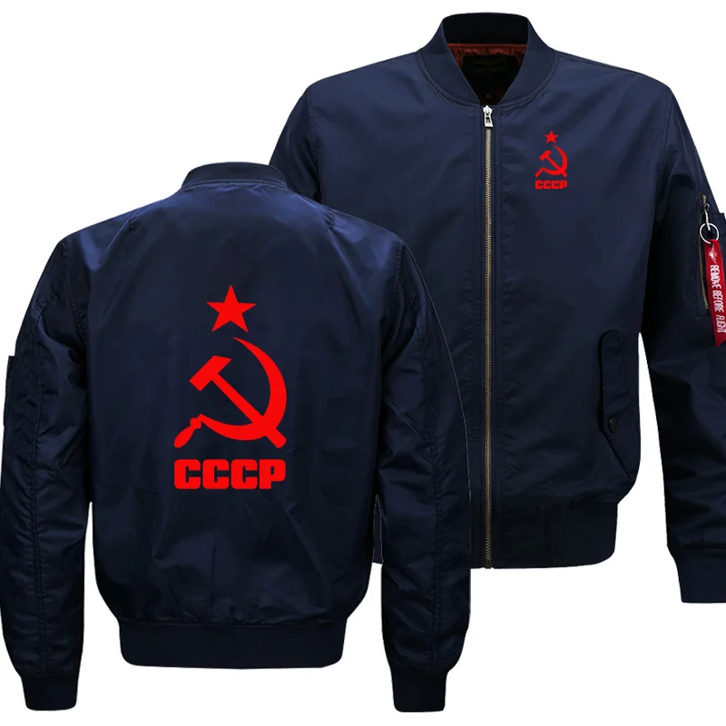 

NEW Mens Flying jacket autumn Winter Warm Slim Fit Fly Pilot jacket men CCCP Logo Print Sweatshirt Hip Hop Harajuku Clothing