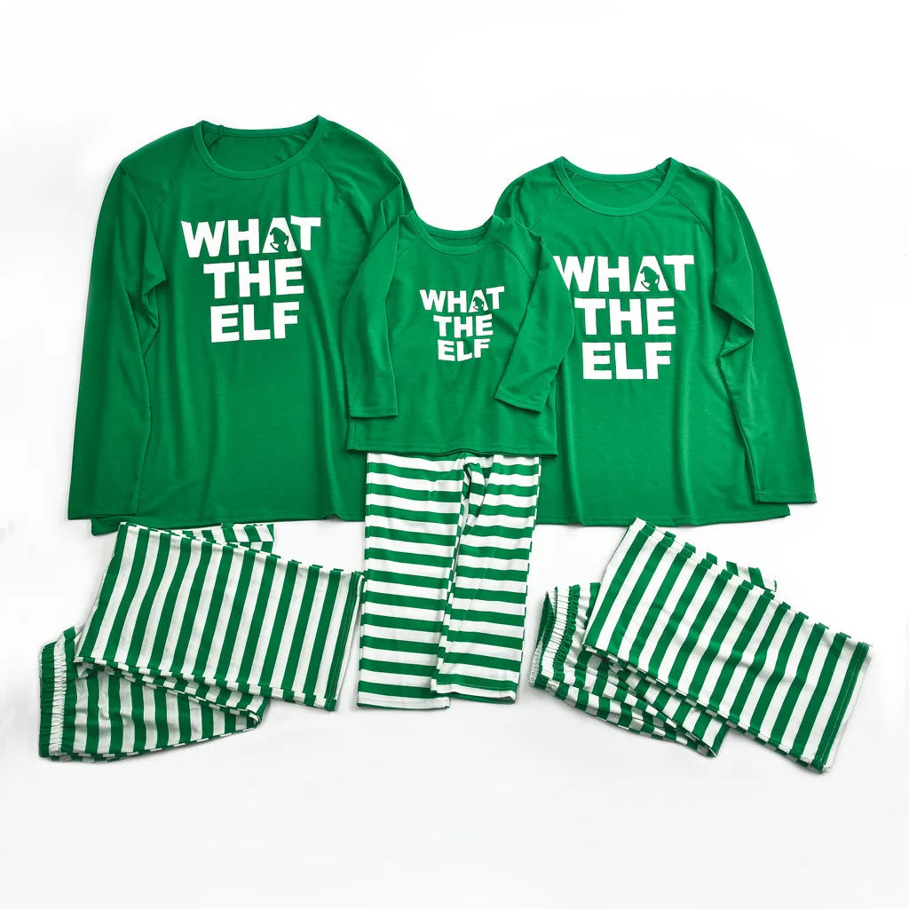 Рубашка для родителей и ребенка хлопковый топ + штаны в полоску Рождественская