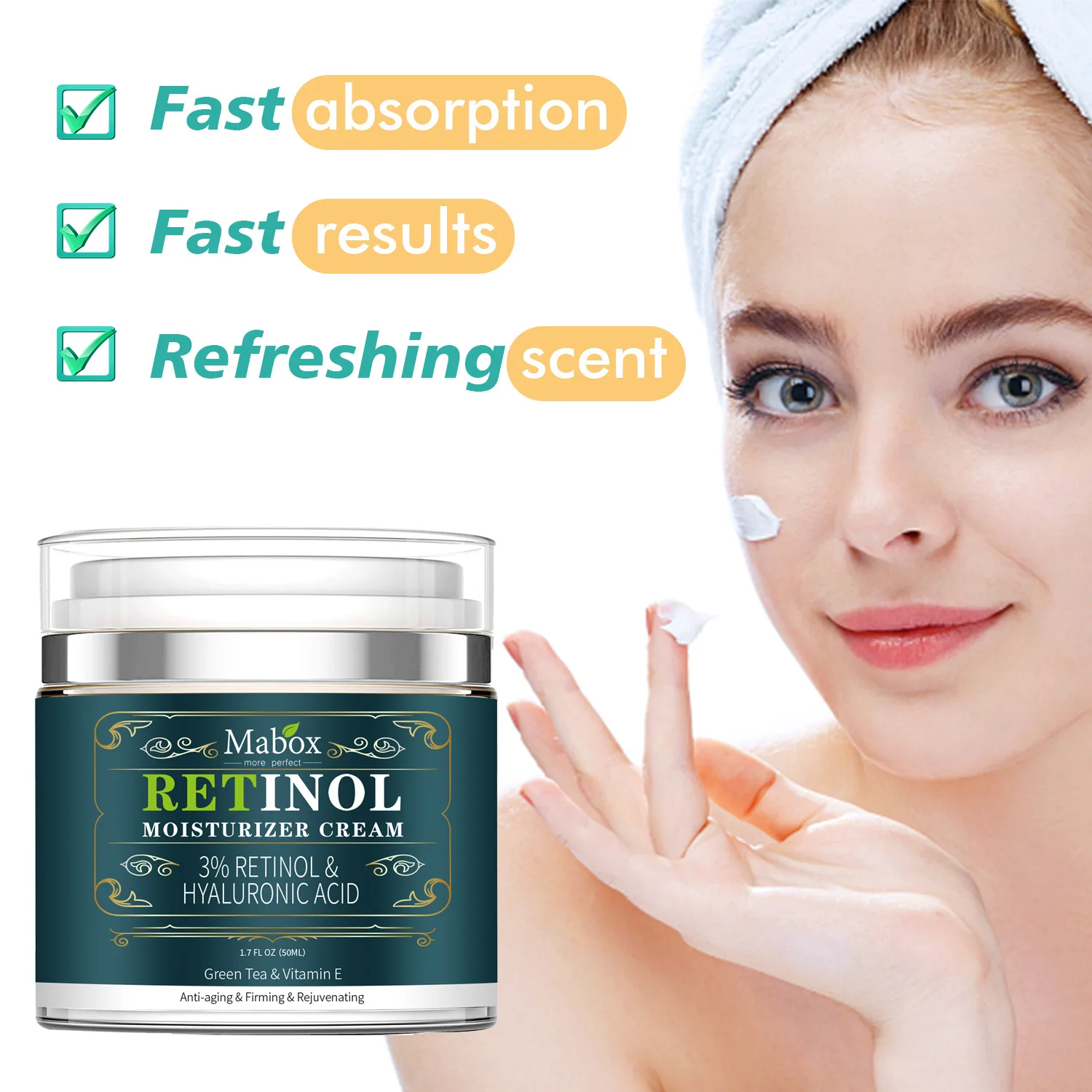 

3% Retinol Moisturizer Whitening Face Cream Hydration Hyaluronic Acid Anti Aging Remove Wrinkle Improve Condition Skin Care