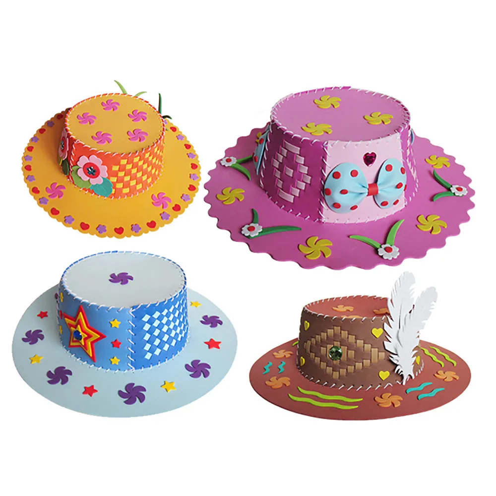 Красочные ЕВА ручной работы шляпа Дети обучения DIY Раннее Образование ремесла