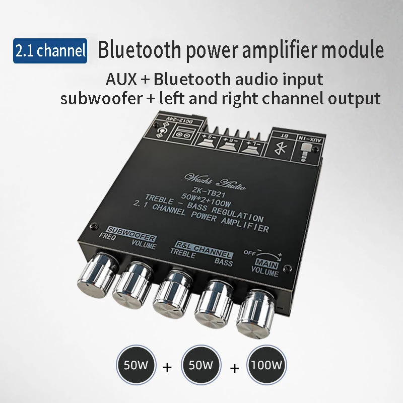 

2*50 Вт + 100 Вт Bluetooth 5,0 TPA3116D2 Плата усилителя мощности сабвуфера 2,1 каналов Класс D TPA3116 аудио стерео эквалайзер усилитель