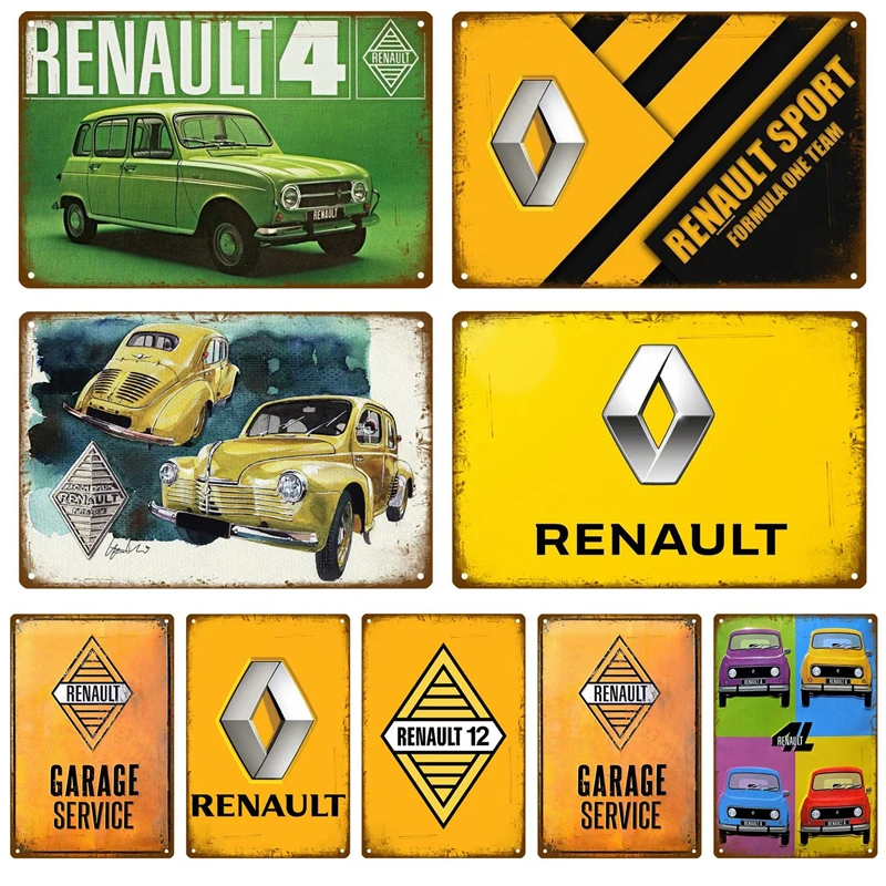 Ретро Renault 4 Услуги автомобили металлический знак Олово гаражный доска декор для