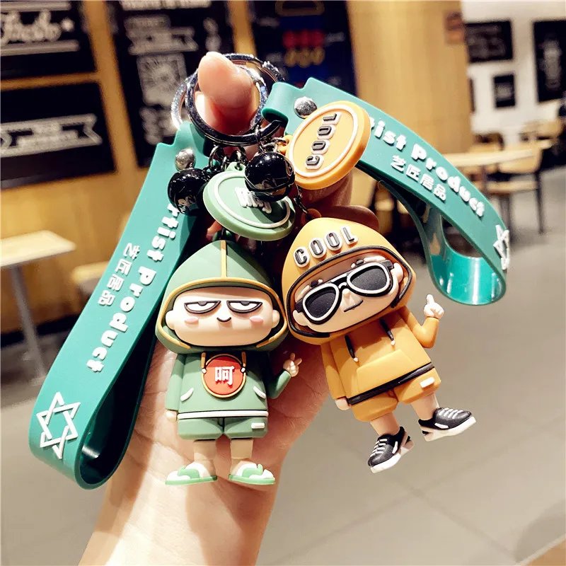 

Hip Hop Boy Keychain Creative Trend Personality Doll Backpack Bag Car Key Couple's Pendant Accessories Charm Keyring Jewelry New