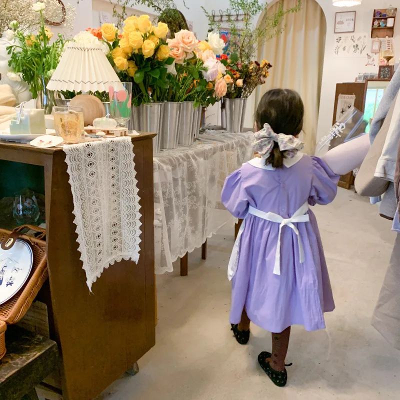 

Girls Long Sleeve Cotton Fashion Palace Style Dress 2021 Spring New Children Embroidery Dresses Birthday Party Dresses Sets