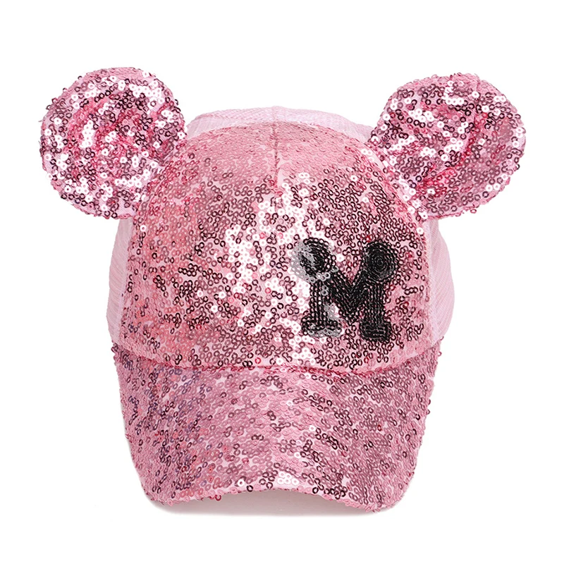 Детские бейсболки Disney с Микки Маусом Кепка блестками и надписью M в стиле хип-хоп