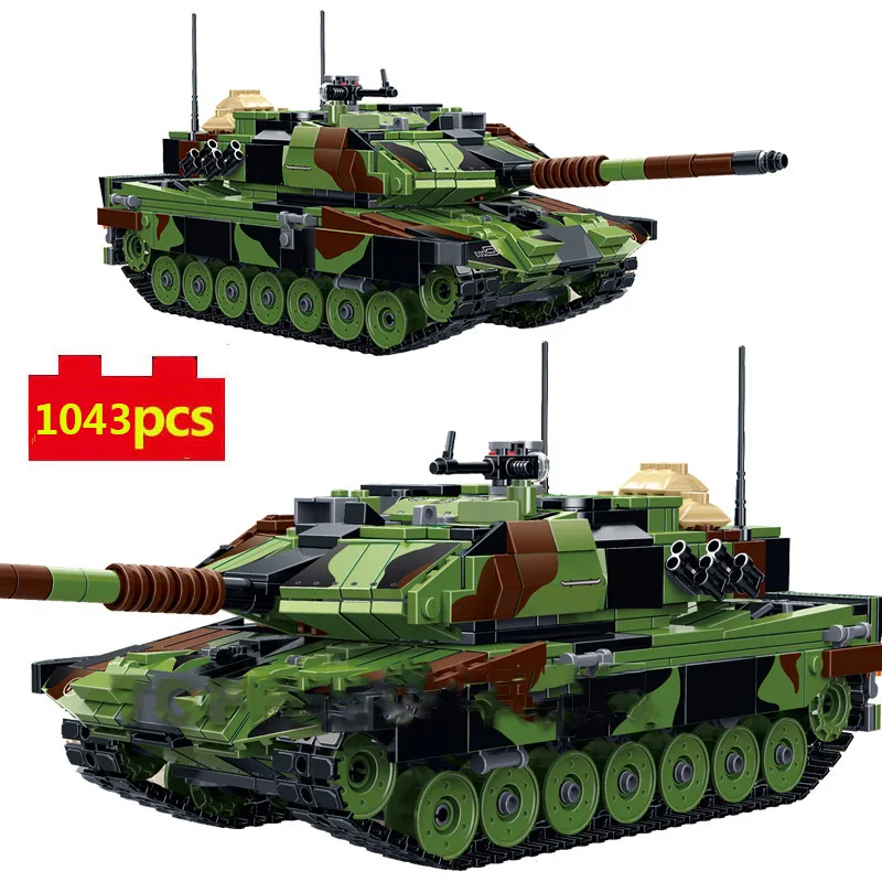 

Military Series World War German Leopard 2A6 Main Battle Tank soldier Figures DIY Model Building Blocks Bricks Toys Gifts