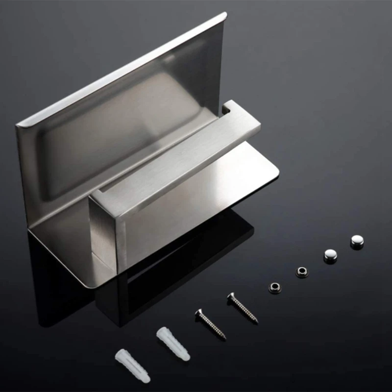 

Toilet Paper Holders,with Phone Shelf Bathroom Accessories Decor,Stainless Steel Wall Mounted Paper Towel Holder