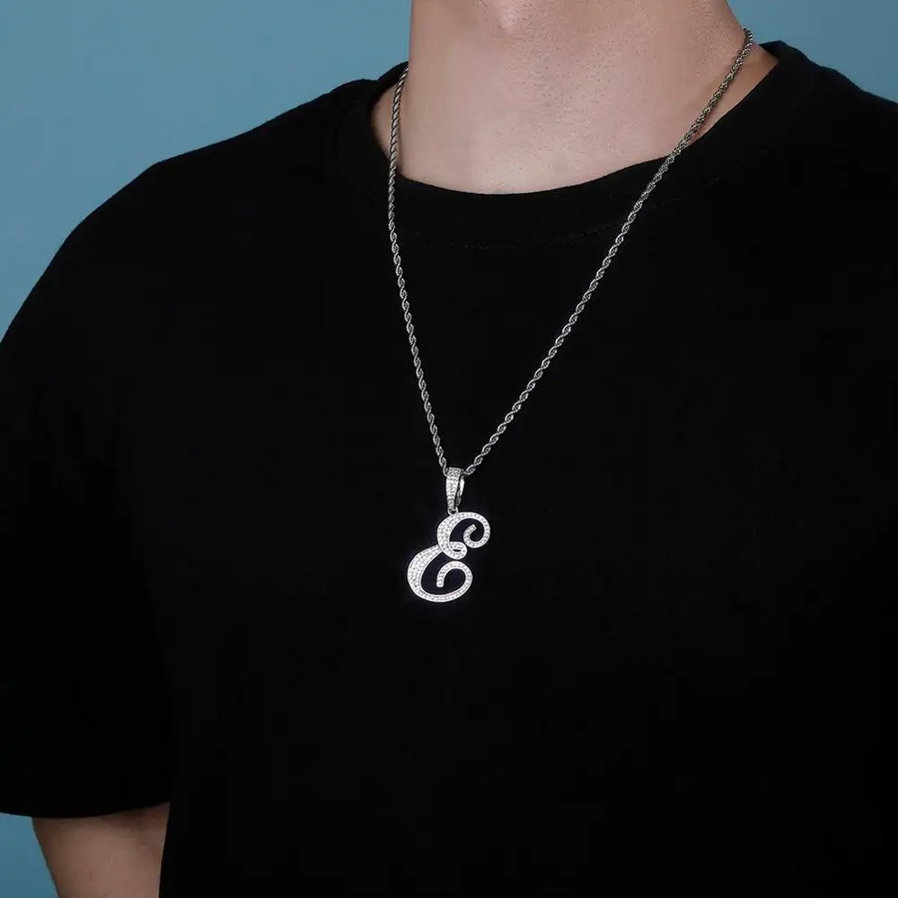 TOPGRILLZ 2020 New A-Z Bigger Size Cursive Letters Name Pendant Iced Out Cubic Zirconia Hip Hop Fashion Charm Jewelry For Gift | Украшения