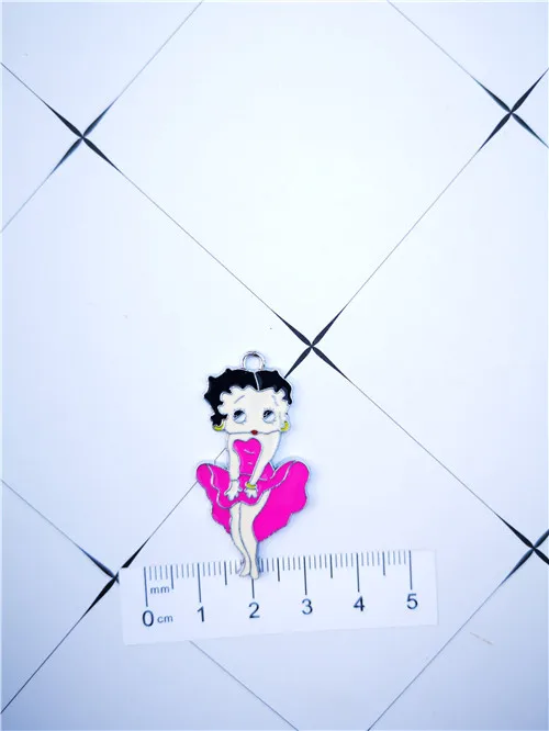 10 шт. мультфильм Бетти боп танцевальное платье цветное ожерелье брелок эмалевые