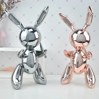 balloon rabbit art figurine craft shiny balloon dog statue home decoration accessories xmas gift resin