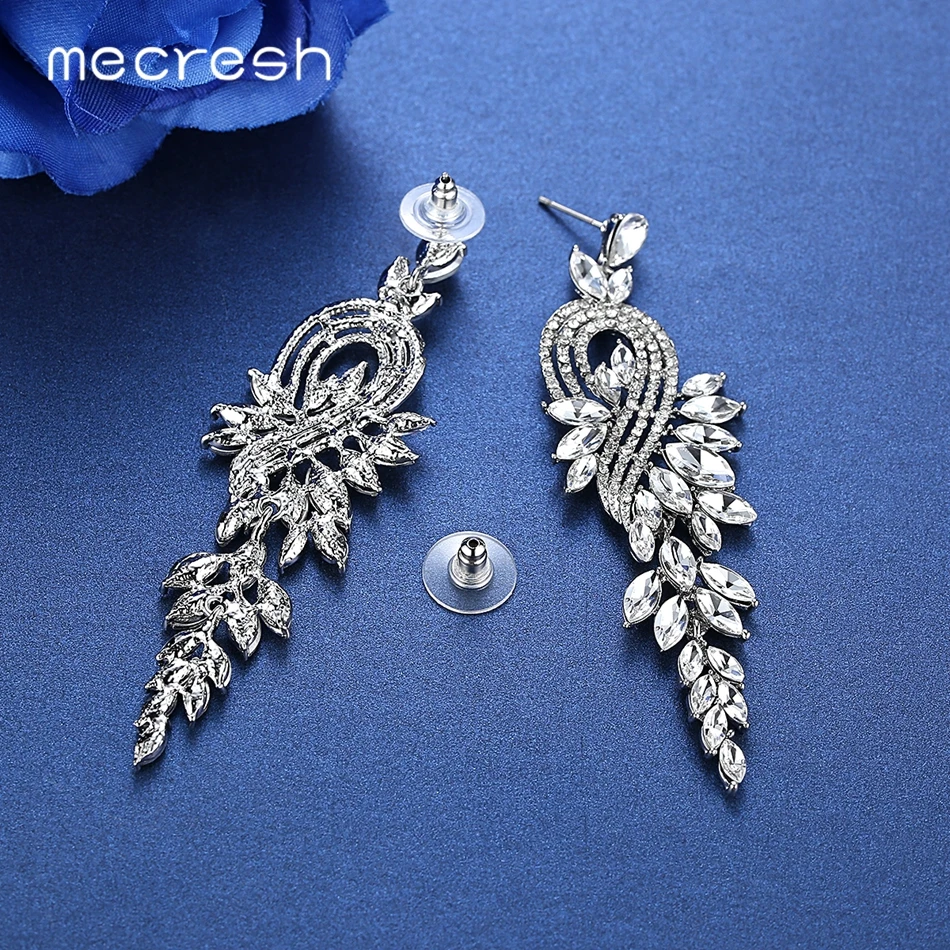 Mecresh роскошный цвет Кристалл Свадебная фотосессия серьги в форме листа ручной
