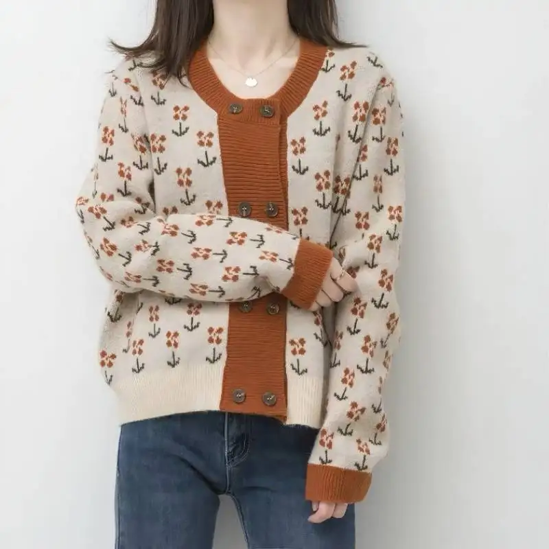 

CGC 2021 Autumn Winter Sweater Cardigan Women Single Breasted Knitted Oversized Jumper Female Coat Vintage Sweater Jacket Women