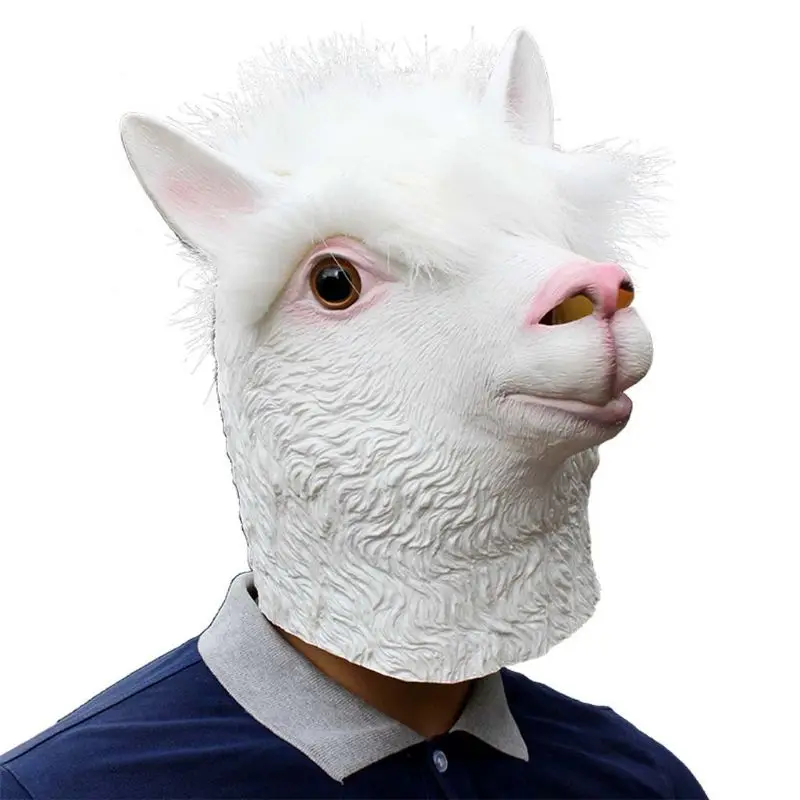 

Halloween Theme Party Headgear Funny Husky Alpaca Latex Mask Masquerade Cosplay Face Mask Bar Role Play Performance Prop