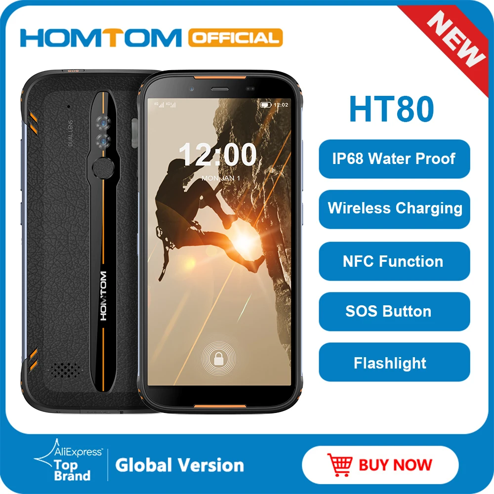 Водонепроницаемый смартфон HomeTom HT80 с 5 дюймовым дисплеем 4 ядерным процессором