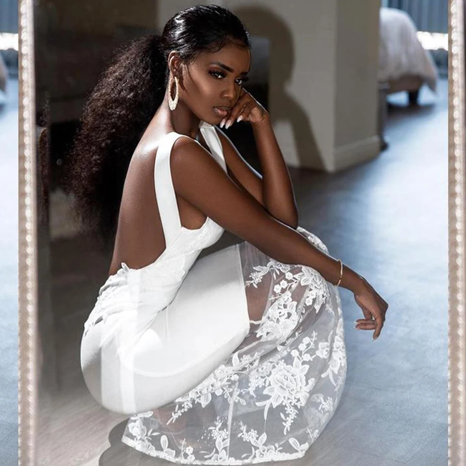 Adyce 2019 новое летнее белое кружевное женское Бандажное платье сексуальное без