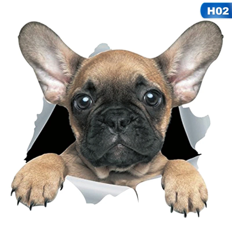 3D Смешные мопса часы ПВХ окна автомобиля Наклейка Водонепроницаемый милая