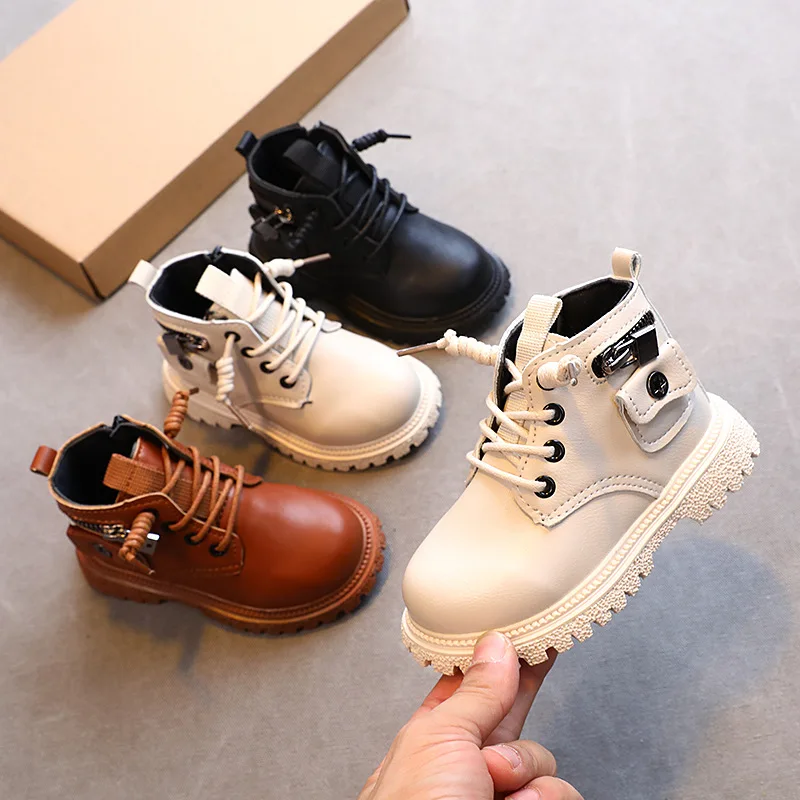 

1-6 Years Autumn Winter New Children Boots Toddler Boy Girls Shoes Kids Martin Ankle Boots Fashion Girls Snow Boots Leather Warm
