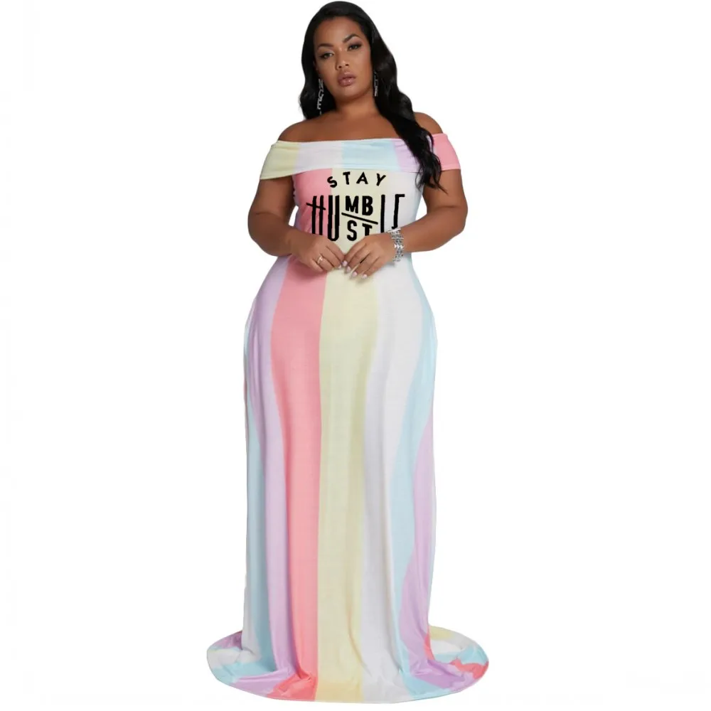 

African Dresses For Women 2021 Dashiki Letter African Clothes Summer Plus Size White Multicolor Print Retro Bodycon Long Dress