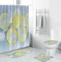 cool summer icy lemon shower curtain waterproof polyester fabric bathroom curtains toilet lid cover bath mat non slip rug set