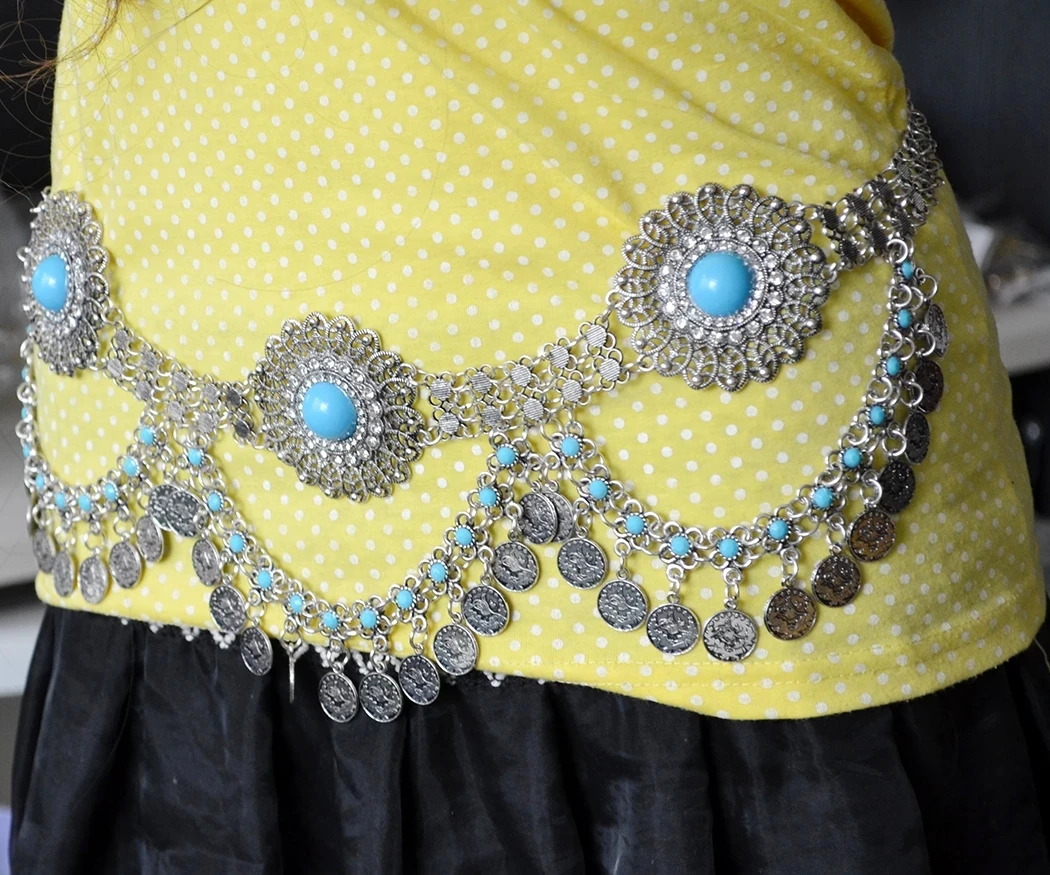 Винтажное цыганское племенное ожерелье-цепочка с кисточкой и браслетом