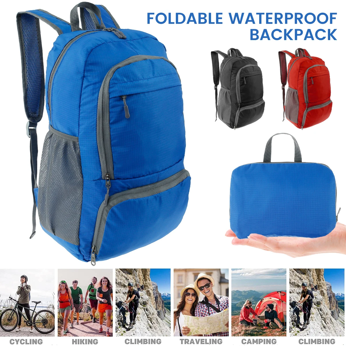 

Складная легкая упаковочная сумка 30 л, Сверхлегкий Открытый рюкзак, водонепроницаемый походный дорожный рюкзак, складной рюкзак для хранен...