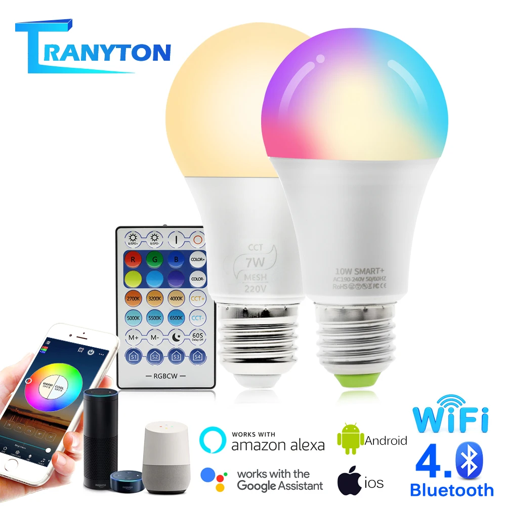 Умсветильник лампочка E27 с Wi-Fi Bluetooth и голосовым управлением | Лампы освещение