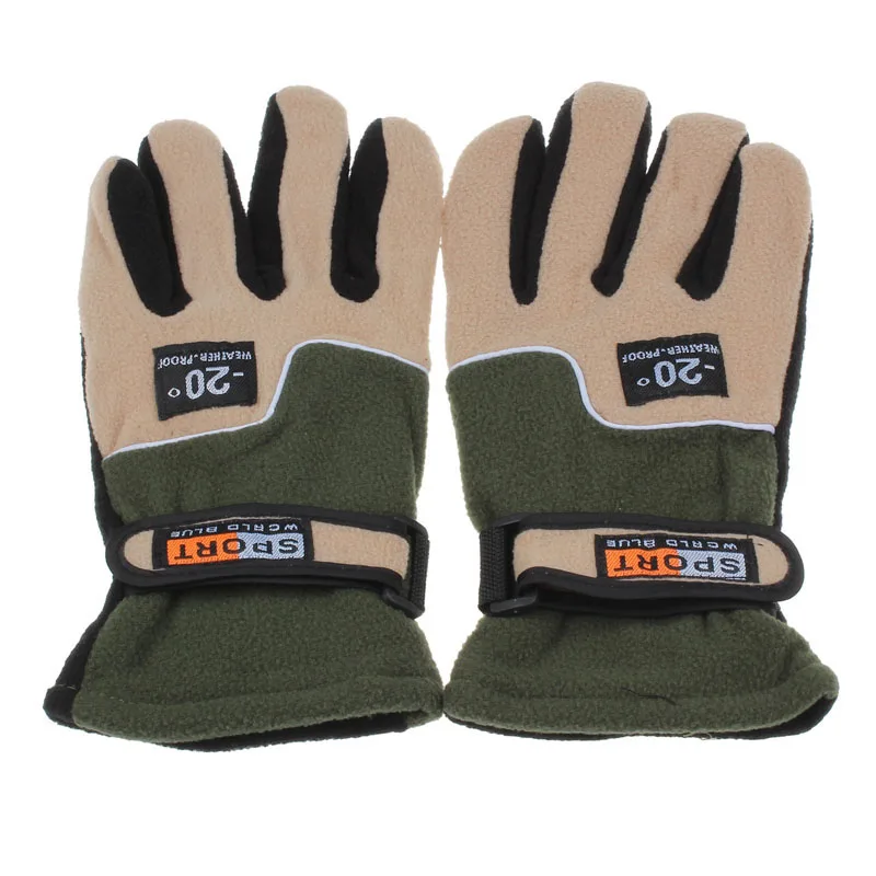 Green Windproof Men Tactical Gloves Full Finger Gloves Thermal Winter warm Motorcycle Riding Snow Snowboard Gloves Thick Mitten luva - Цвет: Green