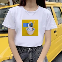 new korean style picture puzzle kawaii white t shirt animal print series short sleeved fashion casual tshirt oversize women tops