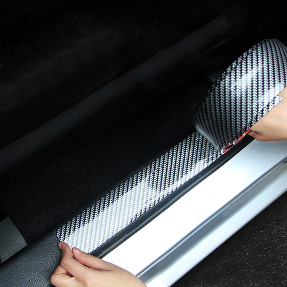 

3CM*1M Car Tuning Carbon Fiber Rubber Edge Guard Strip Door Sill Protector Cover Decal Universal Creative Car Accessories