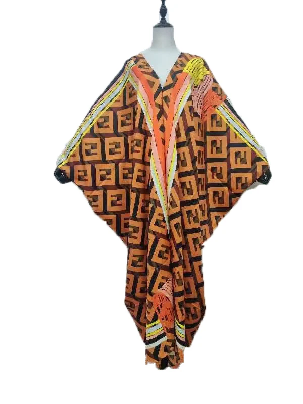 

Kuwait 2021 Sexy V-Neck Bohemian Silk Abaya Muslim Maxi Dress Middle East Ramadan Batwing Sleeve BouBou Kaftan Clothes