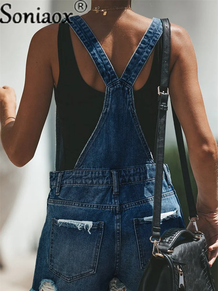 

2021 Women New Fashion Street Style Plus Size Hole Cowboy Shorts Strap Denim Short Bib Overalls Jumpsuits And Rompers Playsuit