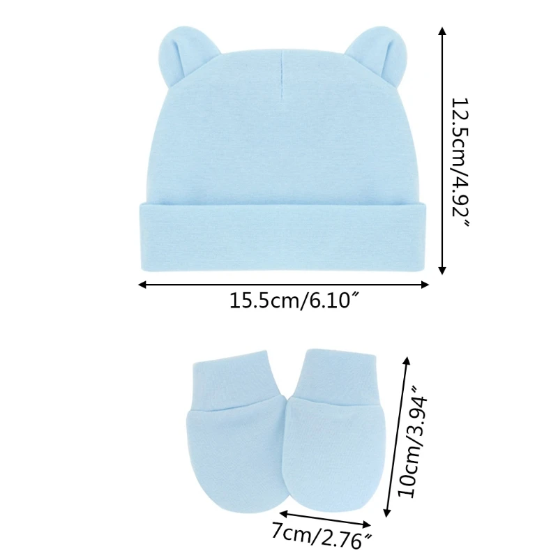 

Newborn Baby Cotton Beanies Hospital Hat and Mittens Set Solid Candy Color Stretchy Infant Warm Anti Scratching Gloves 85DE