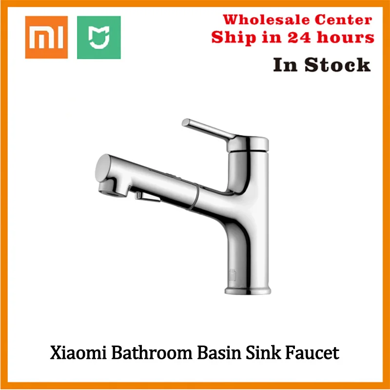 In stock Xiaomi Bathroom Basin Sink Faucet w/ Pull Out Rinser Sprayer Gargle Brushing Cold &amp Hot Bathtub 2 Mode Mixer Tap | Электроника