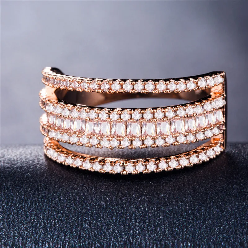 Модные ювелирные изделия UILZ многорядные обручальные кольца из фианита с