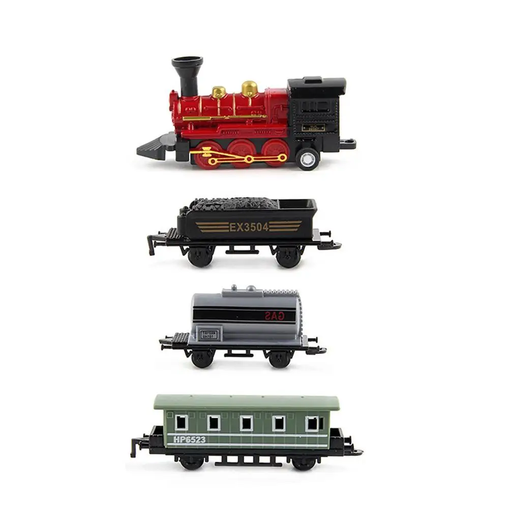 

4 шт. Ретро модулируемая мини паровой вагонный состав отступить модели Детская игрушка в подарок