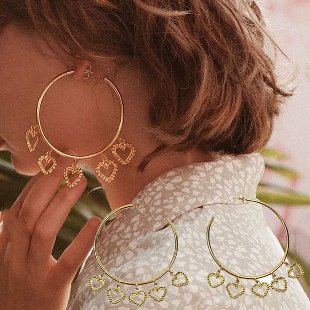 Модные Преувеличенные металлические большие серьги любовь женские ювелирные