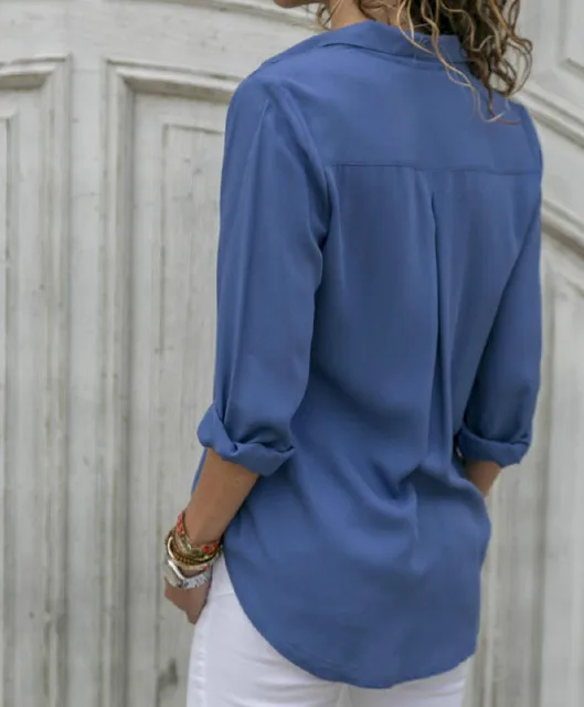 Блузка женская шифоновая с длинным рукавом и отложным воротником большого