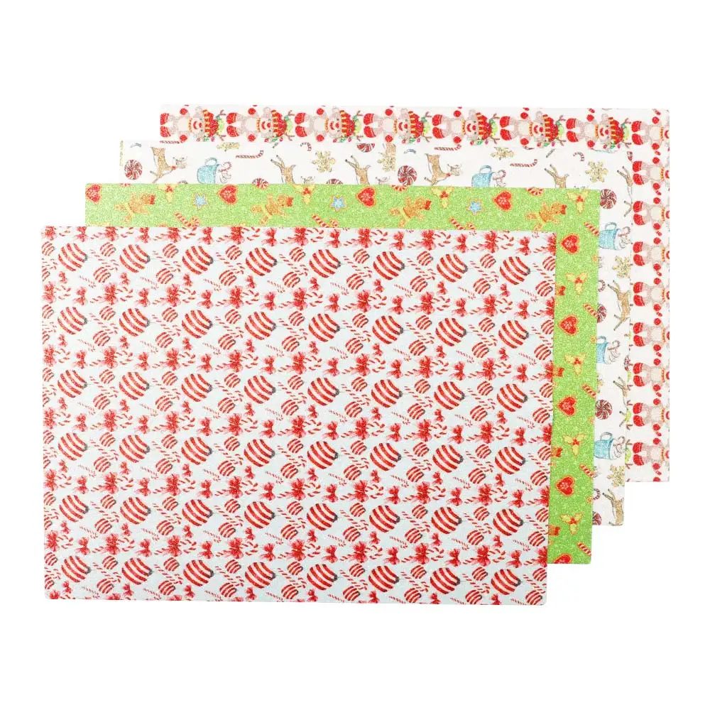 Блестящая ткань 22 см х 30 праздничный узор блестящий лист Рождественская тема