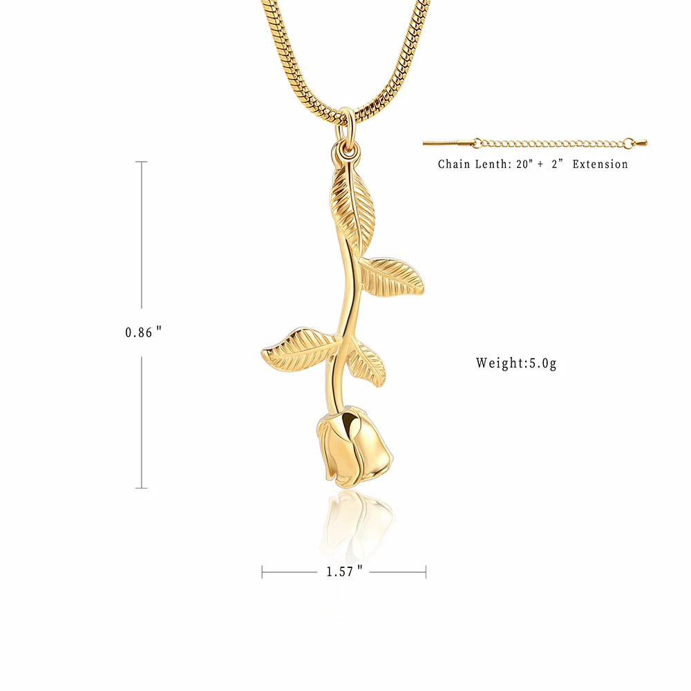 IJD10034 лепесток цветка розы украшения для кремации ожерелье из нержавеющей стали с