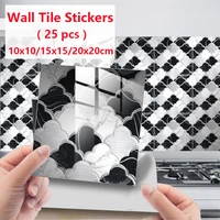 25pcs tile wall sticker lotus pattern wallpaper kitchen decoration waterproof self adhesive tile sticker for bathroom livingroom