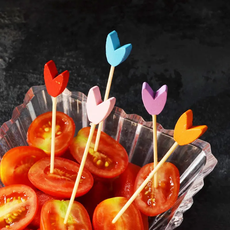 

Disposable Fruit Fork Bamboo Stick Fruit Toothpick Fork Fork Fruit Stick Fruit Plug Creative Cocktail Sign Decoration Flower Sti
