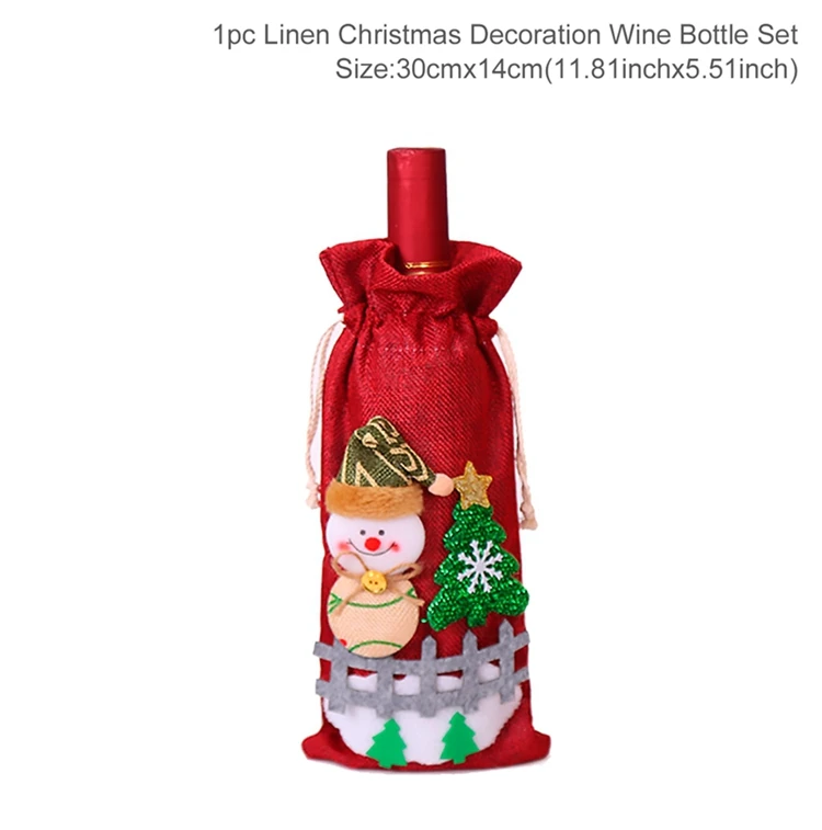

New 2021 Newest Christmas Wine Bottle Cover Santa Claus Xmas Christmas Decorations for Home Natal Dinner Decor New Year Gift