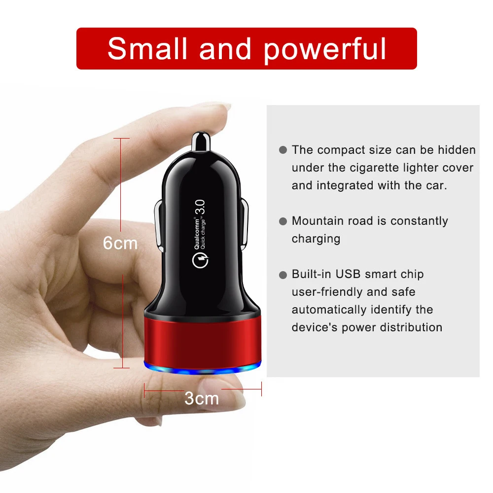 3A LED Display USB Phone Fast Charger Car-Charger for Xiaomi Samsung For iPhone 11 Pro 7 8 Plus Mobile Phone Adapter Car Charger