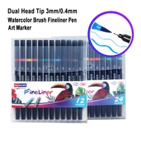 1224 color dual head tip 3mm0 4mm watercolor brush fineliner pen art marker for drawing painting manga comic sketch stationery