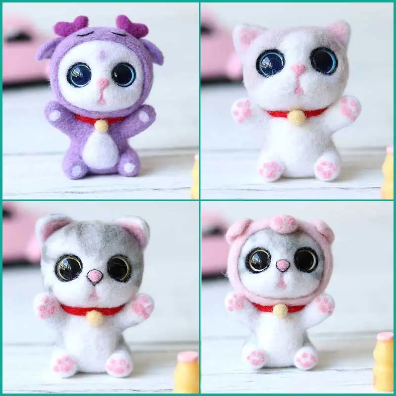 Изготовленный на заказ ручной работы Кот шерсть иглы валяния украшения милый с