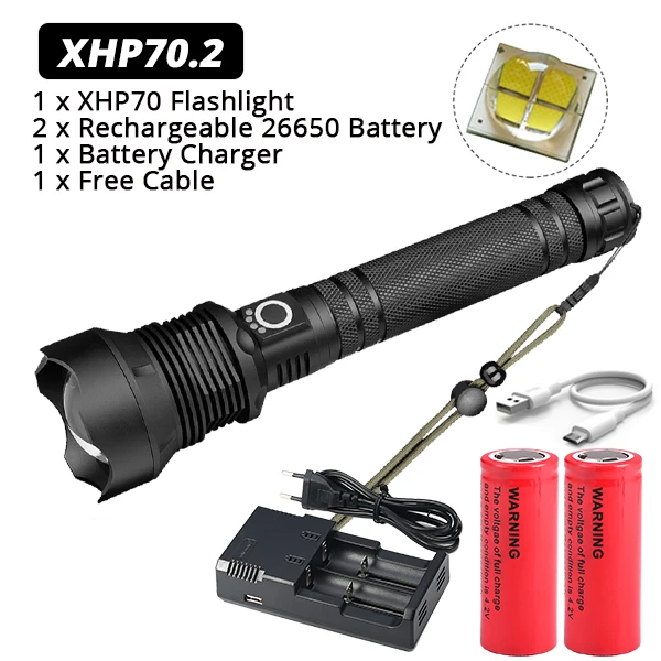 XHP90 самый мощный фонарик XHP50 USB Zoom СВЕТОДИОДНЫЙ Фонарь XHP70.2 тактический фонарь 18650 26650 охотничий Xlamp для самообороны - Испускаемый цвет: Package F