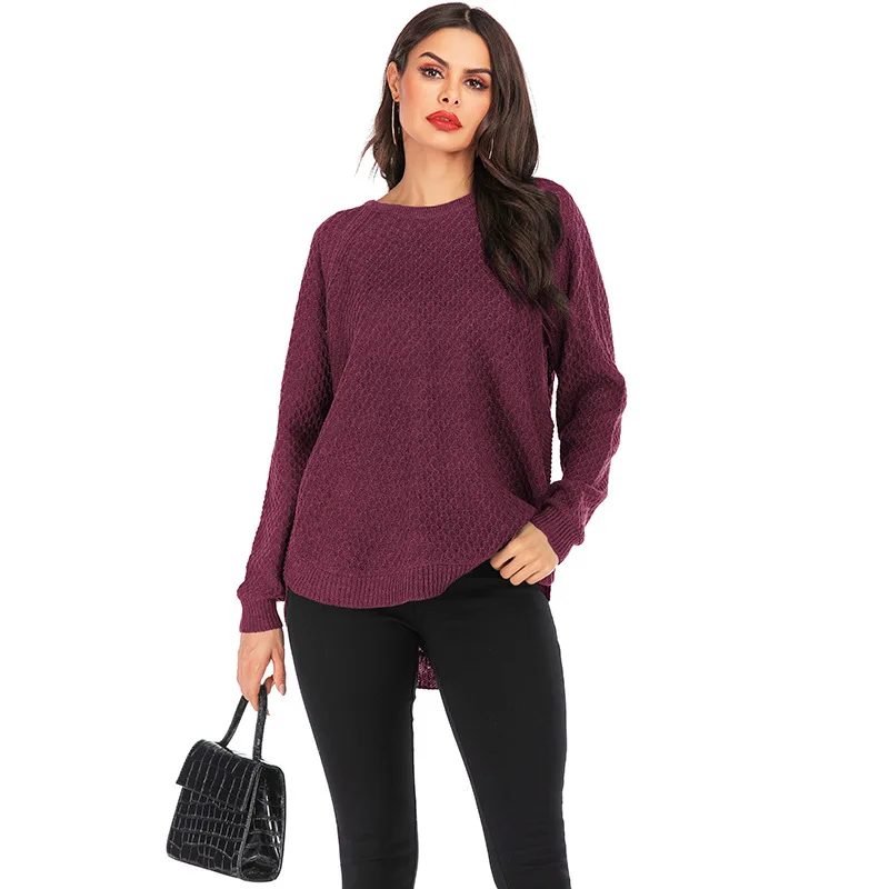 

Donsignet Women's Sweater Fashion Round Neck Pullover Solid Color Loose Large Size Knitted Long Sleeve Sweater Women's clothing