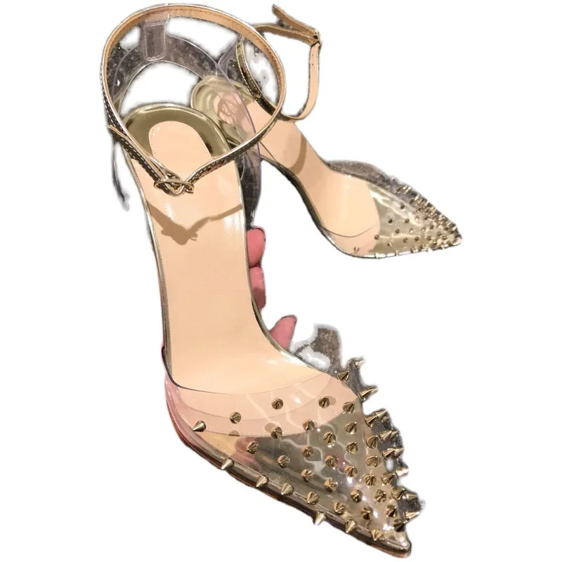 

Women's shoes high heels 12CM PUMPS New transparent riveted high-heeled sandals for spring 2021 new shoes